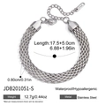 Bracciale in maglia di acciaio inossidabile argento con chiusura a moschettone - Stile Argentato (JDB201051-S) / Argento