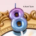Number 8 birthday candle in purple-blue gradient with shimmering glitter finish - Purple Blue Gradient Number 8 Candle