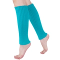 Vibrant blue ribbed knit leg warmers for women in stylish Y2K and JK fashion style - Lake Blue