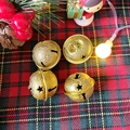 Golden Christmas bell variant for pet collar with star cutouts and plaid background - S (2.5-4.5kg) / Christmas Gold Bell Single Pack