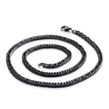Polished black stainless steel Cuban link necklace for men with a lobster clasp closure - 5mm Black Style (KN81770-K)