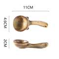 Japanese style stoneware vintage tan ceramic spoon with mottled texture, 11cm length - Cat Paw Spoon