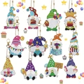 11-piece DIY diamond painting gnome keychain set with colorful crystals and gold chains - QS001 Gnomes Series (12pcs) Double-sided
