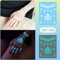 Luminous navy blue mandala tattoo sticker JSN-035 with glow-in-the-dark butterfly lace - JSN-035 (Luminous Mandala White to Blue)