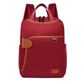 Waterproof burgundy Oxford cloth backpack for women with brown trim and large capacity - 74 Wine Red