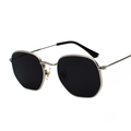 Gafas de sol hexagonales retro de metal plateado con lentes oscuras y estilo urbano - Montura Plateada Lente Gris Negro C1
