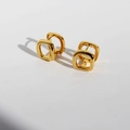 Minimalist gold-plated geometric square stud earrings with a hollow-out design - Gold