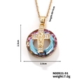 Detalles del colgante de cruz Madonna con cristal azul y dimensiones precisas - Estilo Degradado Púrpura Azul (N00921-91)