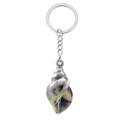 Iridescent seashell keychain with silver metal ring for ocean themed bag decoration - Black
