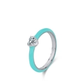 S925 Sterling Silber Ring mit herzförmigem Diamant und himmelblauer Emaille - US Größe 5 / Türkis-Herz-Stil (RHR1597)