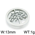 Zilveren levensboom hanger van roestvrij staal hol 13mm diameter 1g gewicht - Holle Levensboom Stijl A (KLJ4307-Z) / 13mm / Staalkleur
