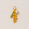 Detail of 18K gold plated pendant featuring yellow berries and a green enamel leaf - Single Pendant (No Chain) / Zircon Grapes
