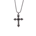 Collar retro de acero de titanio con colgante de cruz de piedra negra en fondo blanco - Colgante De Cruz Individual (Sin Cadena)