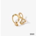 Elegant 316L gold stainless steel ring with open butterfly and geometric hollow curves - Gold Cross Double Ring Style (KD669)