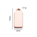 Rose gold rectangular stainless steel jewelry tag with 10mm x 4mm dimensions and 0.1g weight - Rose Gold 4x10mm Rectangle