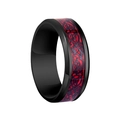 Polished black stainless steel ring featuring a red dragon inlay and Celtic pattern - Size 5 / Black Plated + Red Base Black Dragon Pattern