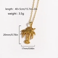 Golden coconut tree pendant necklace made of titanium steel with size and weight specs - Coconut Tree Style 2