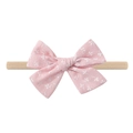 Infant headband with soft pink floral bow and high elastic nude hair band - Pink Floral (5)