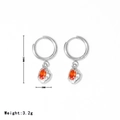 Edelstahl-Ohrringe in Silber mit ovalen orangefarbenen Zirkonia-Anhängern für Damen - Platin Roter Strass
