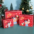 Drei rote Weihnachts-Geschenktüten mit Rentier-Motiv und goldener Aufschrift - Weihnachtsrentier