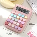 Pink scientific calculator with colorful round buttons and a 12-digit clear display - Mechanical Button 12-Digit Pink 817s