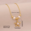 Goldene Seestern-Halskette mit Perle und Kristallen an einer 40+5cm Kupferkette - 5# Seestern
