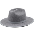 Classic grey felt fedora hat with matching band and flat wide brim for men and women - M(56-58cm) / Light Gray