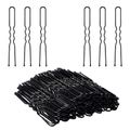 Grote set professionele zwarte metalen U-vormige golvende haarpelden voor kapsels - 5CM (50 Stuks) / Zwart