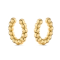 Boucles d'oreilles manchettes dorées en forme de C avec billes polies brillantes - Perles Rondes Dorées / 1 paire