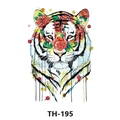 Waterproof temporary tattoo featuring tiger head with colorful floral art design TH-195 - Th-195 / 210*148mm
