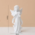 Statue d'ange priant blanc moderne avec couronne florale et ailes, hauteur 19 cm - Ornement Ange de Prière (Blanc 19CM)