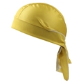 Detail of bright yellow satin durag showing silky texture and white edge stitching - One Size / Solid Ginger