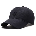 Black breathable mesh baseball cap with blue shield S logo for summer outdoor sports - Adjustable / Navy Blue