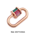 Rose gold oval screw clasp with multicolor crystals, 20.5x13.0mm size variant - Style 19 (Rose Gold with Multi-color Zircon 20.5x13mm)