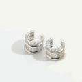 Elegante polsino auricolare multistrato in argento con zirconi cubici a tre file - Cerchio - Argento
