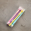 Set of 4 unicorn LED light-up gel pens in pink, purple, yellow, and blue cases - Donut Style (ktzxb) / 4Pcs Set