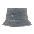 Détail de broderie champignon sur bob vintage en coton lavé gris foncé de plein air - Réglable / Gris