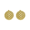 Orecchini a lobo sferici in oro 18K con design a griglia di perline per donne - Rotondo
