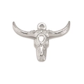 Silver stainless steel Indian bull head pendant with horn detail for jewelry making - Silver
