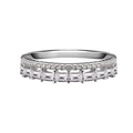 925 silver double-row eternity ring with emerald and round cut high carbon diamonds - US 5 / Double Layer Baguette and Round Style (Style 1)