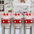 Three-piece Christmas reindeer chair covers for bar stools with red and white decorations - Elk / 50*50*3cm