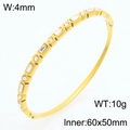 Bracciale in acciaio inossidabile placcato oro 18K con zirconi rettangolari e rotondi - Stile Zirconia Quadrata E Rotonda Alternata (KB210742-KSZ)