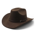 Cappello da cowboy western in pelle scamosciata marrone scuro con fibbia d'argento e fascia - M (56-58cm) / Marrone Finta Pelle Scamosciata