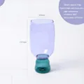 Artistic high borosilicate glass cup with purple body and green wavy base contrast - 350ml / Purple & Blue-Green Contrast