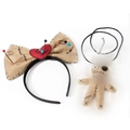 Halloween Voodoo-Puppen-Zubehörset mit Sackleinen-Stirnband und Halskette mit Knopfaugen - Einheitsgröße / Stirnband Und Halskette