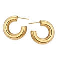 Minimalist gold-plated stainless steel chunky C-shaped hoop earrings with polished finish - Thick C-Shape Hoop