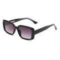 Retro square sunglasses featuring glossy black frames and purple gradient lenses - Black Frame Double Gray Lens