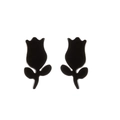Vintage black tulip flower stud earrings in minimalist stainless steel for women - 307 Tulip / Black