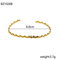 Detail view of gold open cuff bracelet BZ1026B showing 6.0cm diameter and texture - Gold Grainy Wave (BZ1026B)