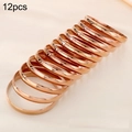 Set of 12 minimalist rose gold stackable bangles with a smooth mirror polished finish - Width 8mm Inner Diameter 60mm / [12 Rings] Rose Gold